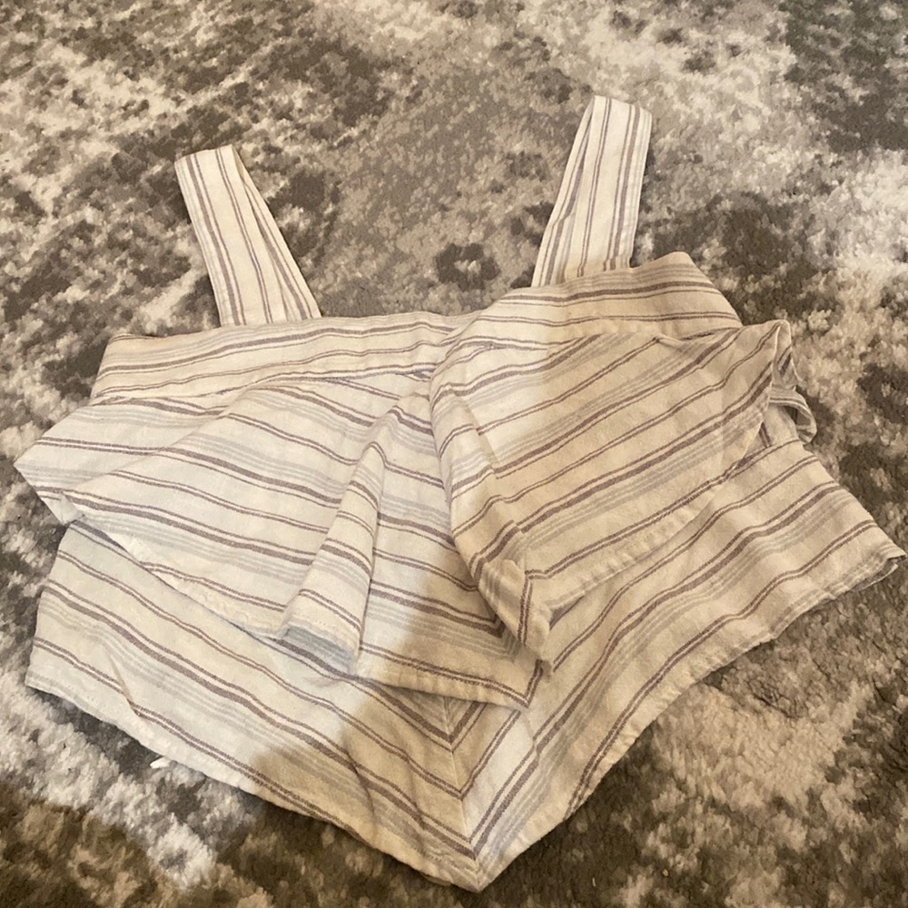 BP XS stripes tank top, whitw grey and light teal